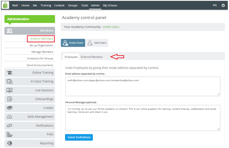 Invite Employees and External Members to Your Academy – UKG Pro Learning